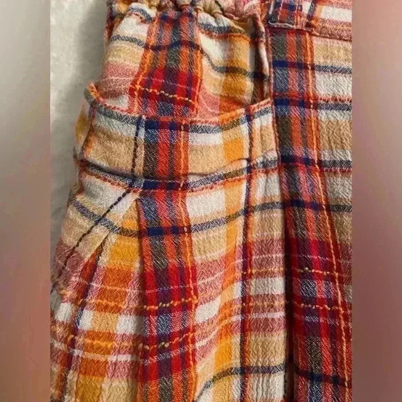 Free People Make A Stand relaxed, yellow and red plaid, wide leg pants; size M - Picture 7 of 13